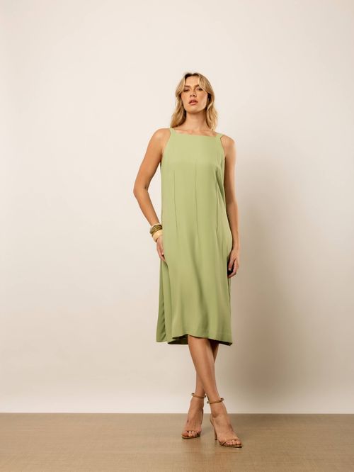 VESTIDO CREPE ASSIMETRICO