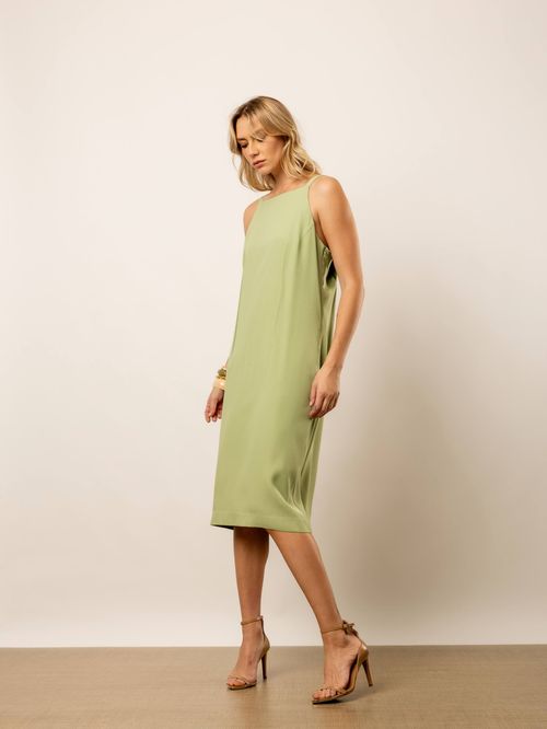 VESTIDO CREPE ASSIMETRICO