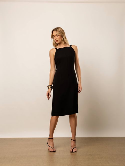 VESTIDO CREPE ASSIMETRICO