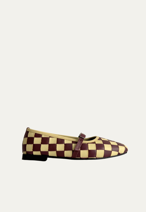 Flat Xadrez - Vinho/Amarelo 