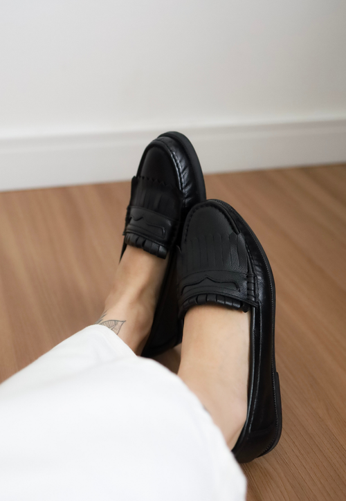 Mocassim Fringe - Preto