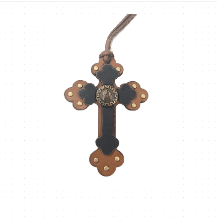 Chaveiro Cruz Couro 