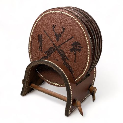 Porta Copo Em Couro Hunter Club
