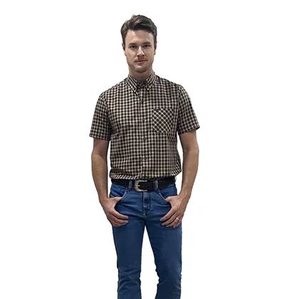 Camisa Masculina Kahki Xadrez Tassa