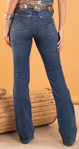 Calça Fem Medium Wash Boot Cut Cint Alt V1 Tassa