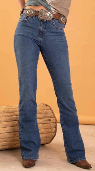 Calça Fem Medium Wash Boot Cut Cint Alt V1 Tassa