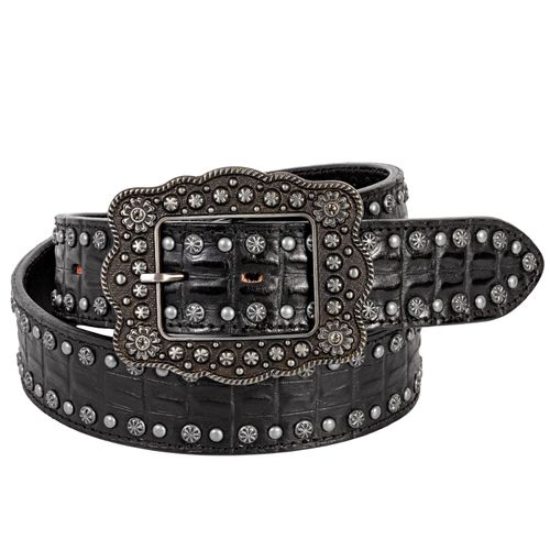 Cinto Couro Jacare Croco Preto Arizona Belts