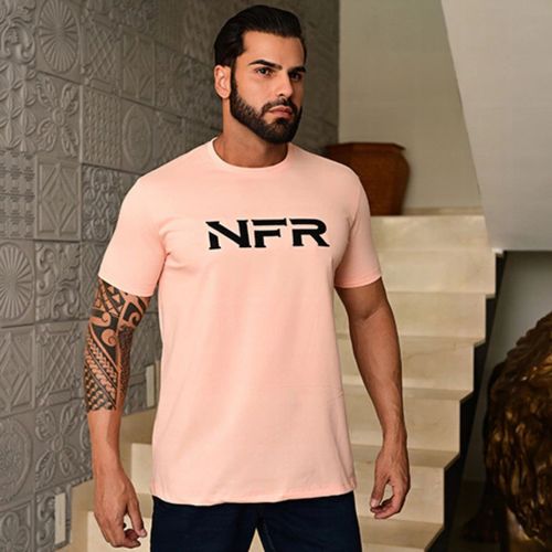 Camiseta Masc Nfr Bordada Salmão