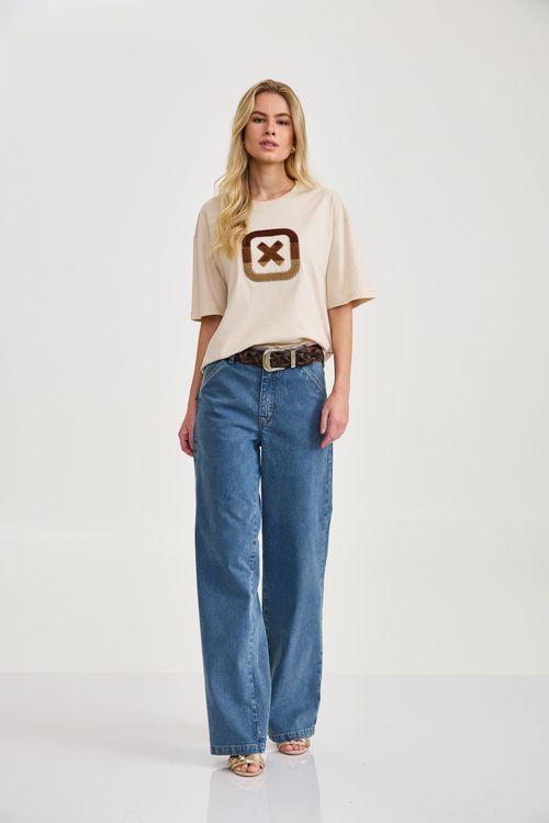 Camiseta Oversized Fio 30 Areia