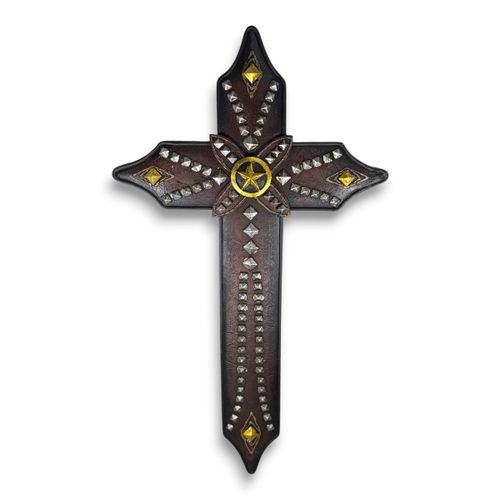 Cruz Decorativa em Resina com Tachas A