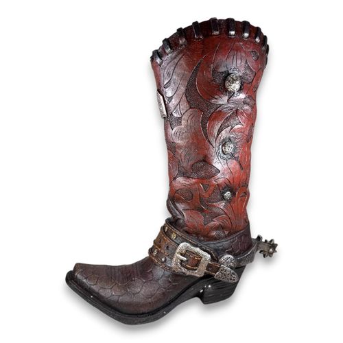 Vaso Decorativo Bota Western em Resina