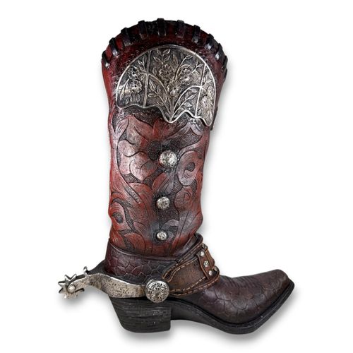 Vaso Decorativo Bota Western em Resina