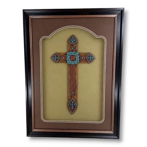 Quadro Decorativo Cruz Western com Turquesa