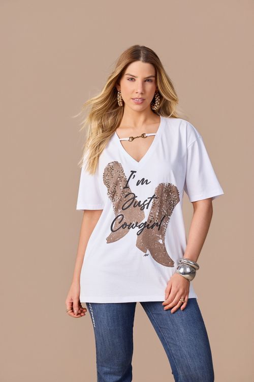 T-Shirt Gold Boots Moon Horse