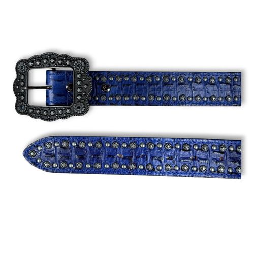 Cinto Couro Jacaré Croco Azul Bic Arizona Belts