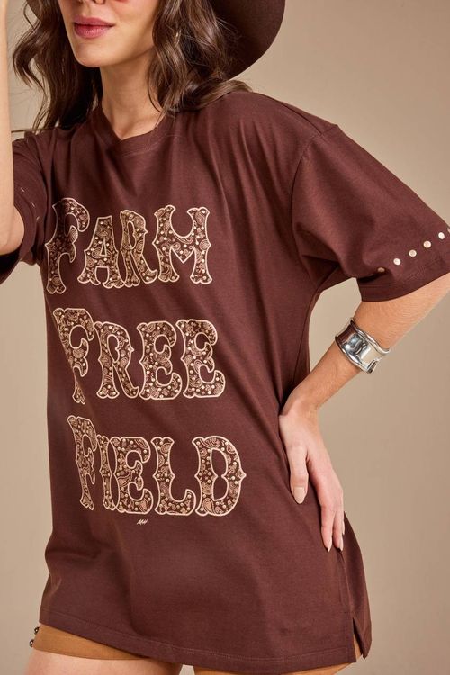 T-Shirt Over Farm Free Field Moon Horse