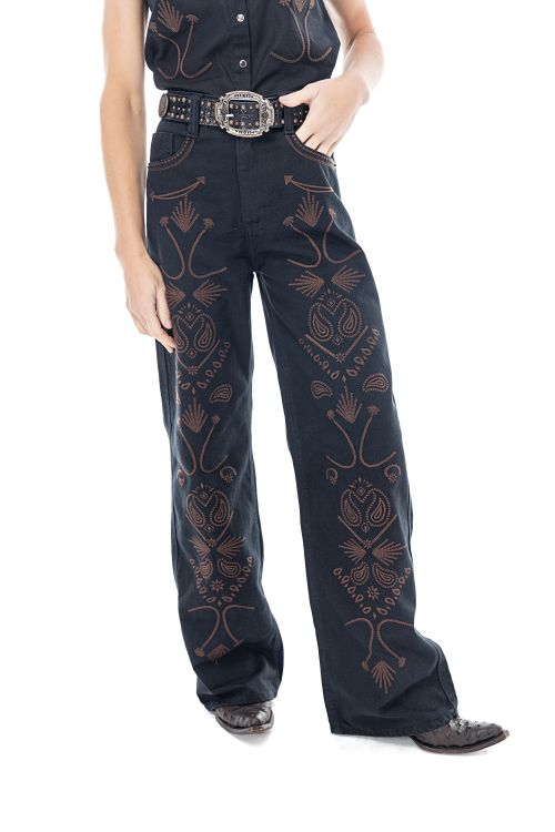 Jeans Wide Leg Dark Horse  Zenz Western