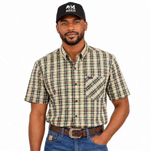 Camisa Masc M/C Militar  Xadrez Tassa