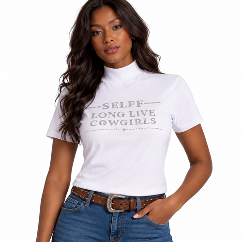 T-Shirt Fem Long Live Cowgirl Selff Western
