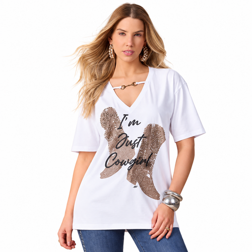 T-Shirt Gold Boots Moon Horse