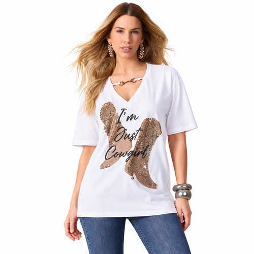 T-Shirt Gold Boots Moon Horse