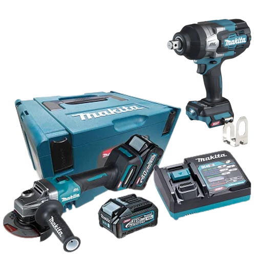 KIT CHAVE DE IMPACTO E ESMERILHADEIRA 40V 2 BATERIAS 220V MAKITA