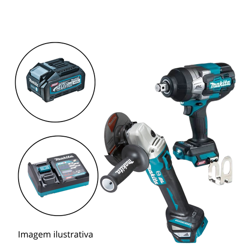 KIT CHAVE DE IMPACTO E ESMERILHADEIRA 40V 2 BATERIAS 220V MAKITA