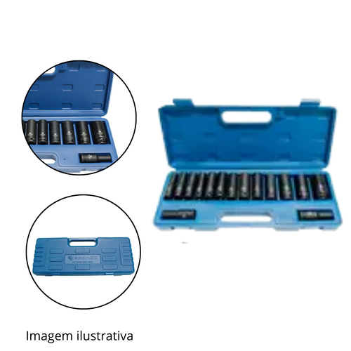 JOGO SOQUETE IMPACTO 1/2 LONGO 10-27mm 15P BREMEN