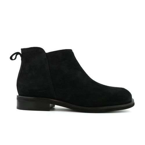 Bota cano curto de couro nobuck feminina preta