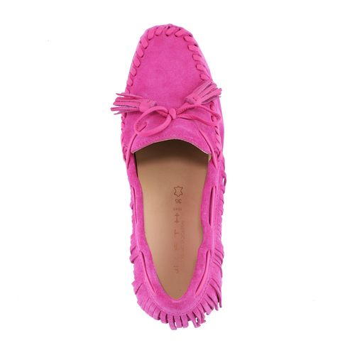 Mocassim de couro camurça com franja feminino 