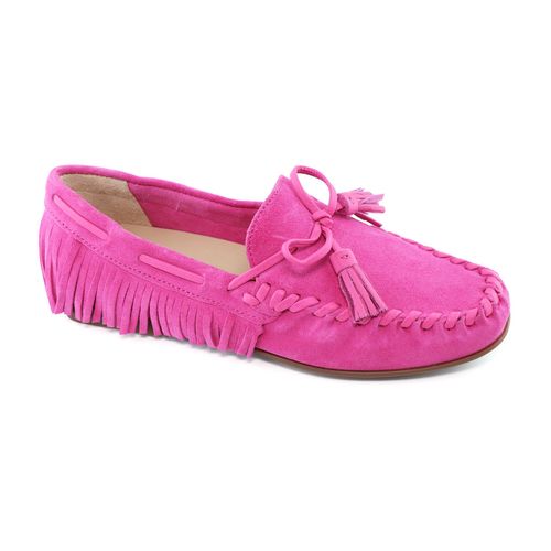 Mocassim de couro camurça com franja feminino 