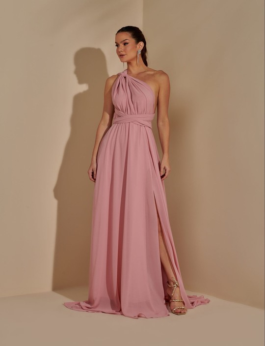 Foto do produto Vestido Longo Rosé Multiformas Chifon