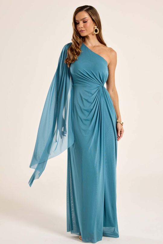 Foto do produto Vestido Longo Azul Dusty Suécia