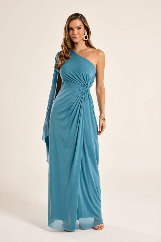 Foto do produto Vestido Longo Azul Dusty Suécia