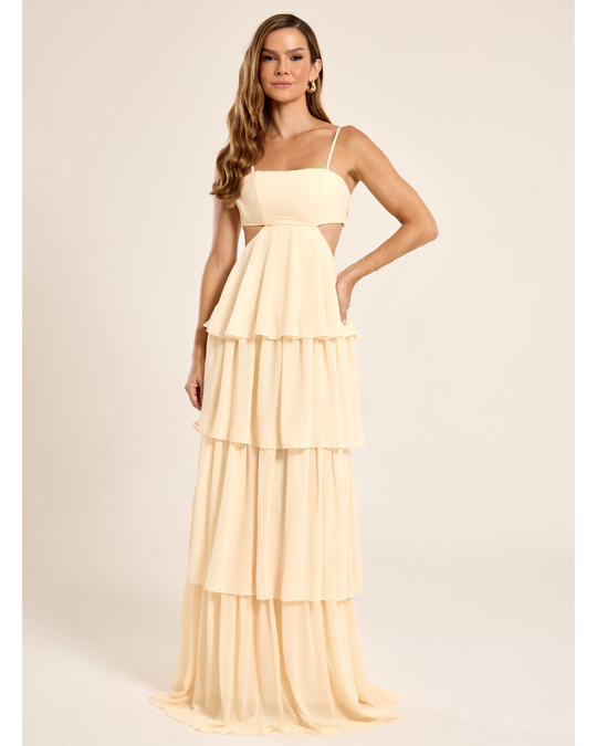 Foto do produto Vestido Longo Amarelo Manteiga Pernambuco 