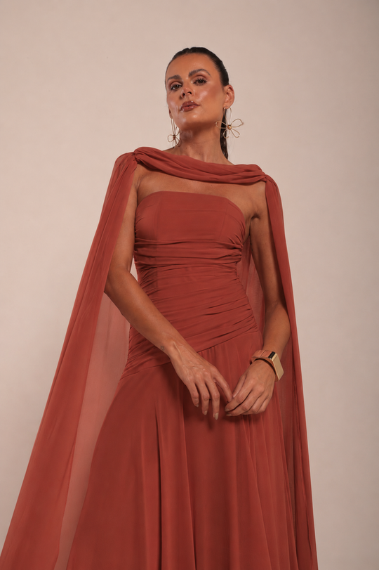 Foto do produto Vestido Longo Terracota Escuro Algarve