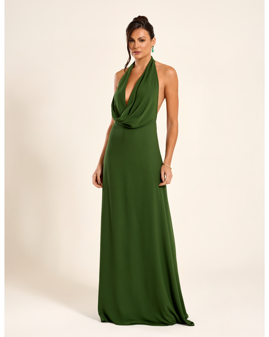 Foto do produto Vestido Longo Verde Oliva Escuro Marrocos