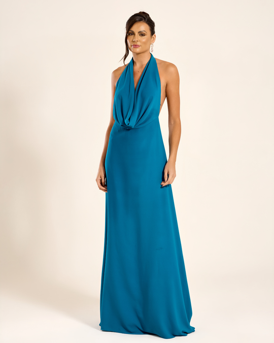 Foto do produto Vestido Longo Azul Petróleo  Marrocos