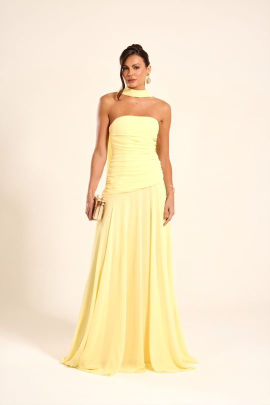 Foto do produto Vestido Longo Amarelo Manteiga Algarve
