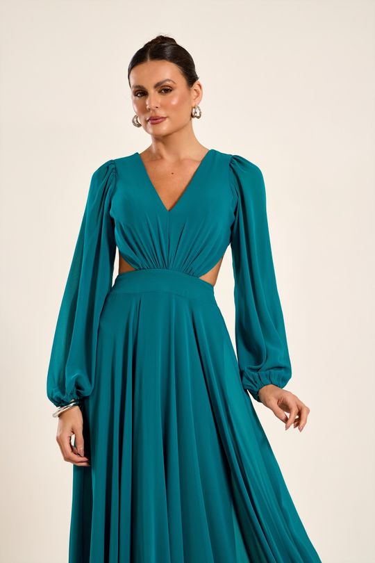 Foto do produto Vestido Longo Verde Petróleo Patagônia 