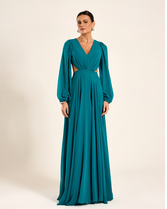 Foto do produto Vestido Longo Verde Petróleo Patagônia 