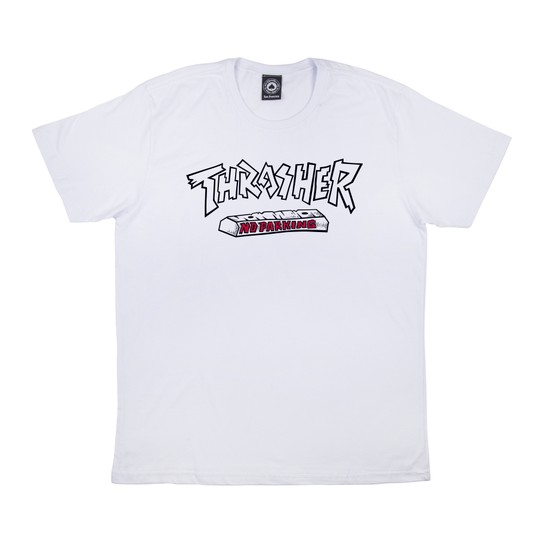 Foto do produto Camiseta Thrasher No Parking Block Logo White