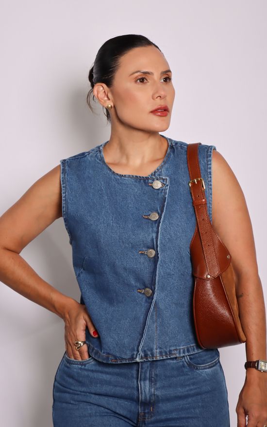 Colete  com botões em Jeans Emi 