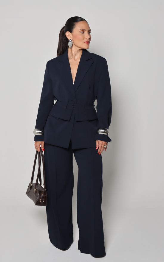 Calça Alfaiataria Sweet com Pala- Azul Marinho