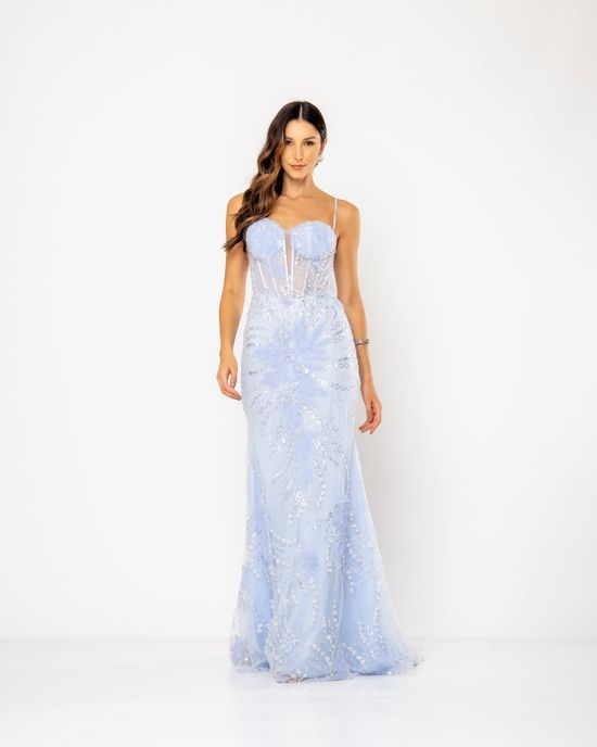 Vestido Talita Longo Azul Serenity 