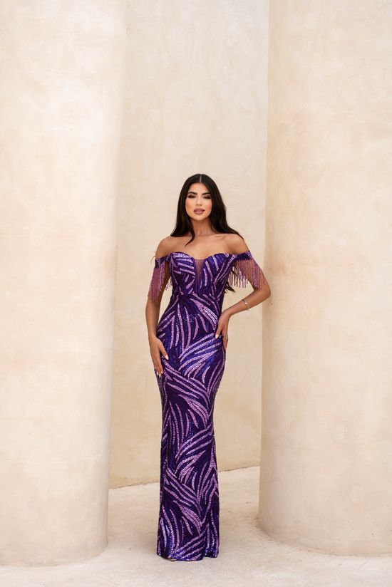 Vestido Longo Emilie Paetê Roxo