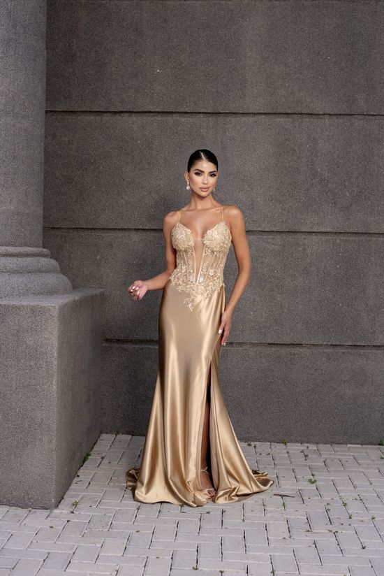 Vestido Longo Valeria Dourado