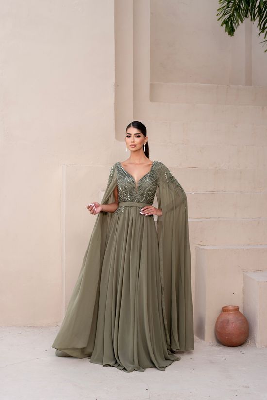 Vestido Longo Celestine Verde Oliva