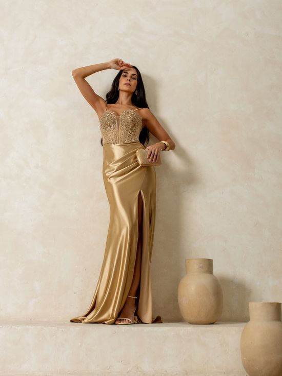 Vestido Longo Celina Dourado