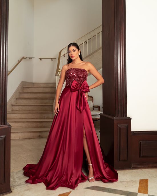 Vestido Longo Maelis Marsala